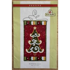 FESTIVE 13"x23" Christmas Tree Appliqué Banner Pattern By Jeri Kelly Uncut